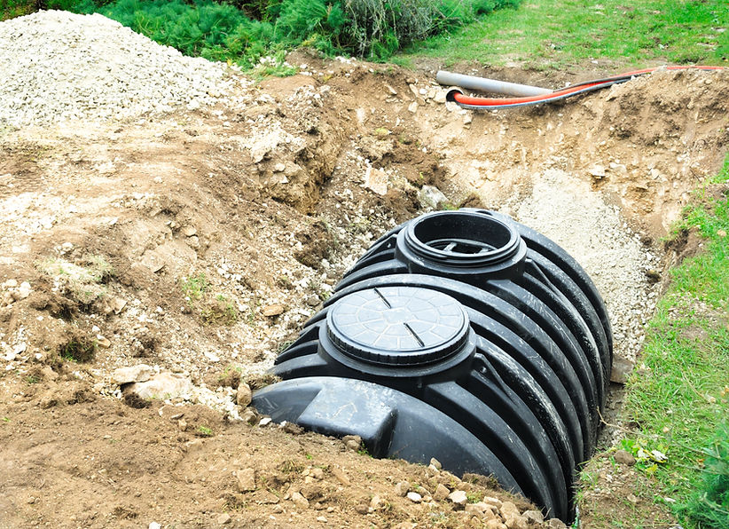 Close-up of the installation of a septic tank
