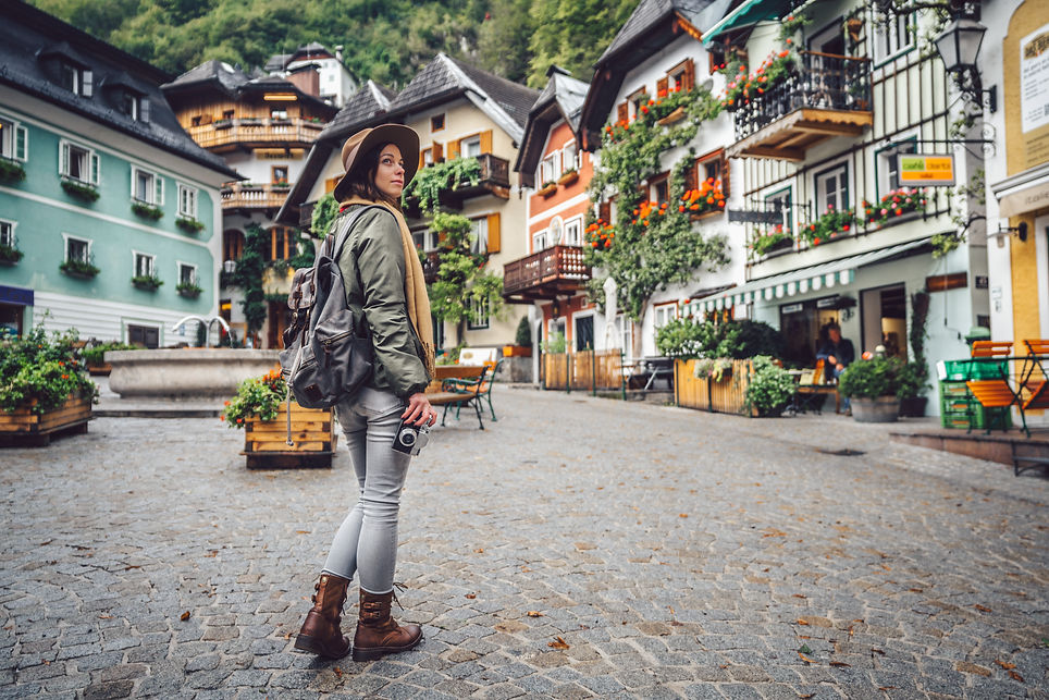 Female tourist in Hallstatt