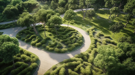 A winding path with soft golden light resting along its bends evokes returning, circling awareness and a quiet invitation to the repeating patterns within us.