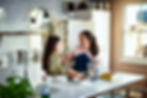 Mother and daughter cooking