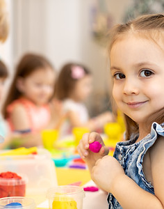 Preschool classroom with young children