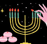 Menorah with lit candles