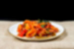 wok fried Shrimp stir fry with sweet peppers and chinese vegetables