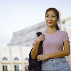 College Student Going to School