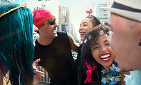 Laughing Carnival Partygoers