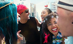 Laughing Carnival Partygoers