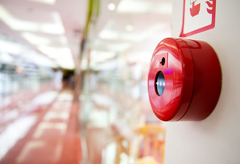 Fire alarm on the wall of a shopping centre