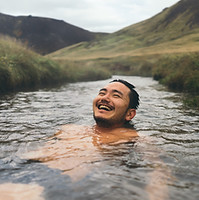 Swimming in Natural Hot Spring