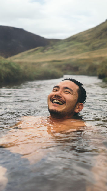 Swimming in Natural Hot Spring