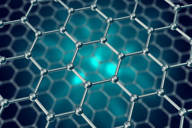 The model structure of graphene sheets on a blue background illustration
