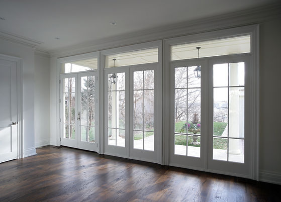 Interior of living room with French doors