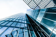 An office building with glassy facades