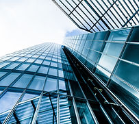 An office building with glassy facades