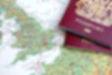 British passports and map of Europe