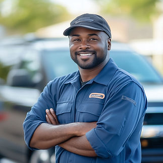 Worker in blue uniform