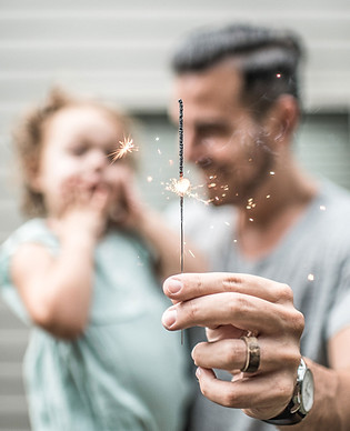 Father and Daughter with Sparkler