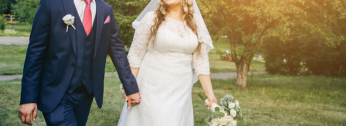 Bride and groom outdoors
