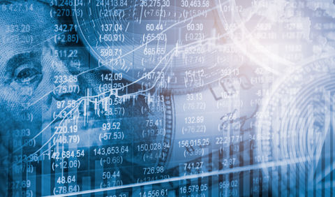 Collage of currency, data, and numbers