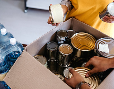 Volunteers Packing Food