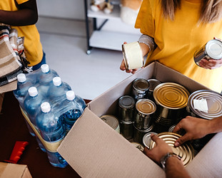 Volunteers Packing Food