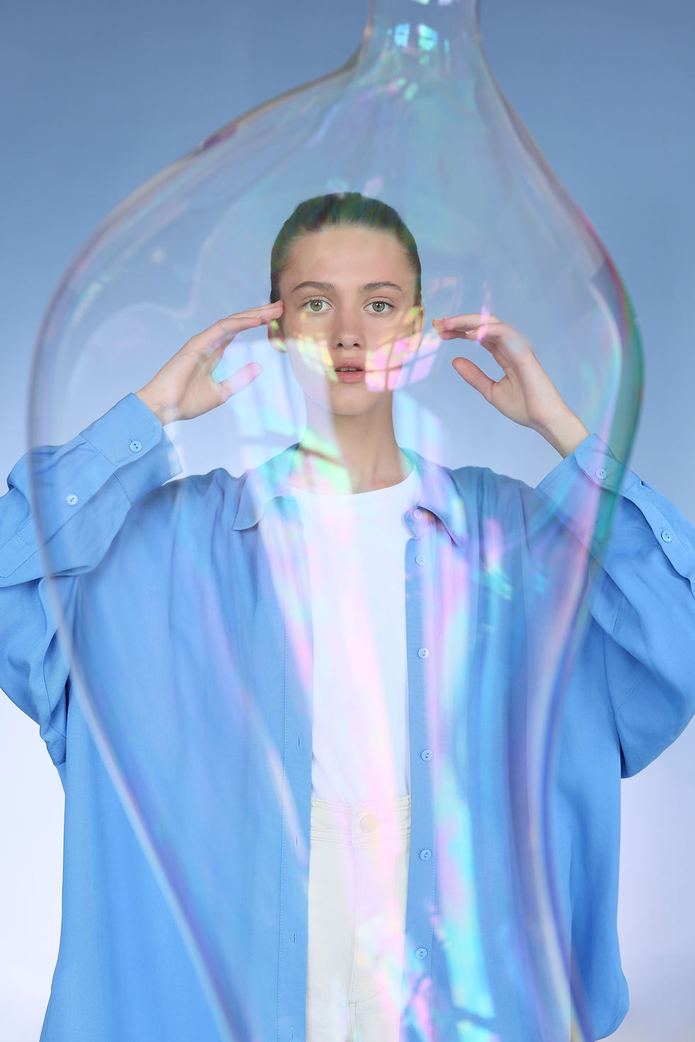 Woman Behind Bubble