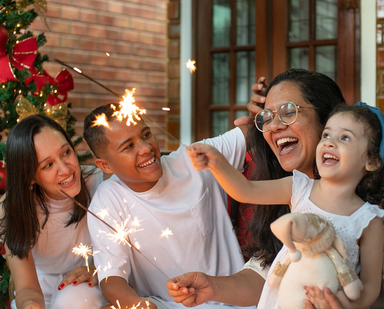 Family Celebrating New Year