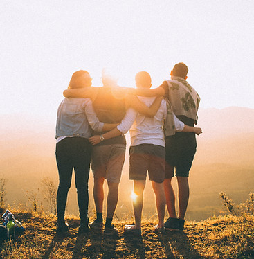 Friends watching sunrise