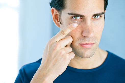 Man using a contact lens