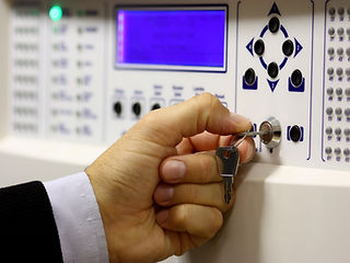 Close-up image of alarm system keypad
