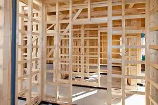 Wooden walls of house building