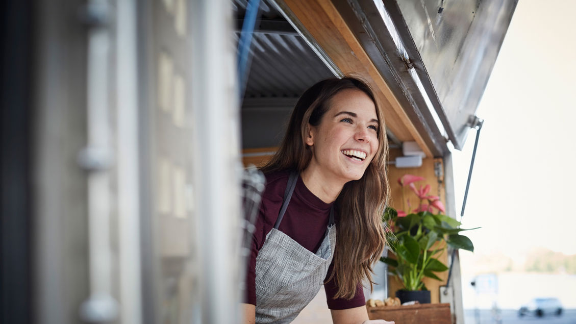 Smiling in a Food Truck