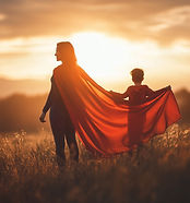 Mother and child superheroes