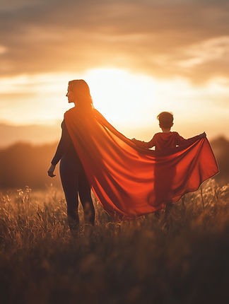 Mother and child superheroes