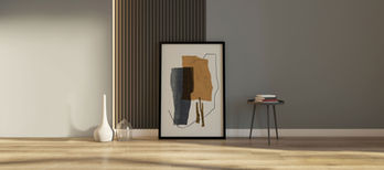 Abstract art print in black frame