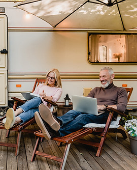 Happy retired couple discussing their business succession plan