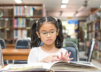 A girl in a library