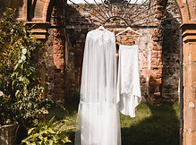 Wedding dress in garden