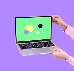 Laptop with Illustrated Background
