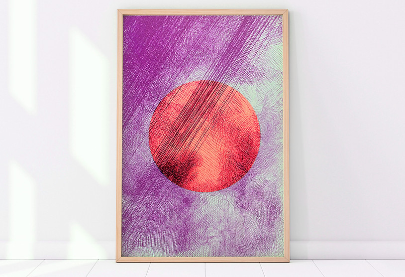 Sketches Over Red Circle