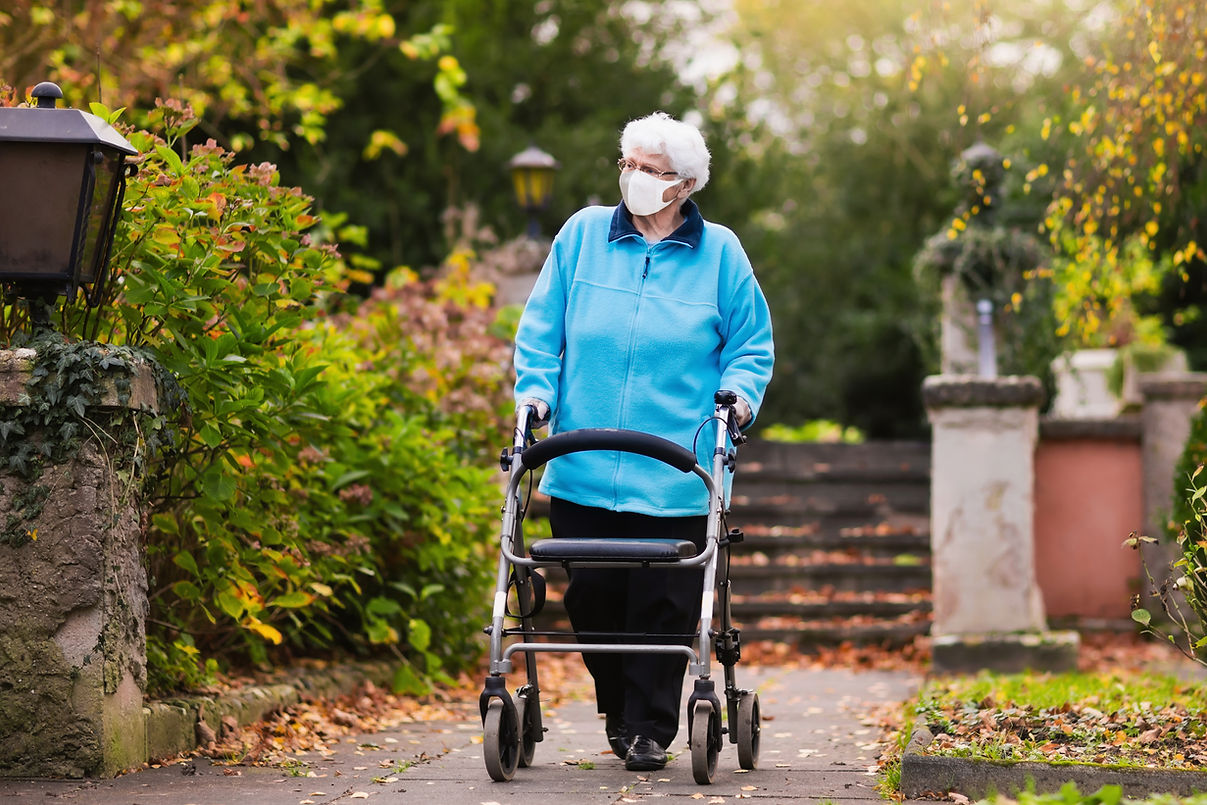 Elderly Woman Walking user wheel walker