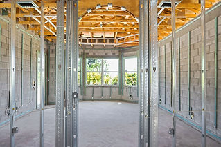 metal beam construction on a residential structure