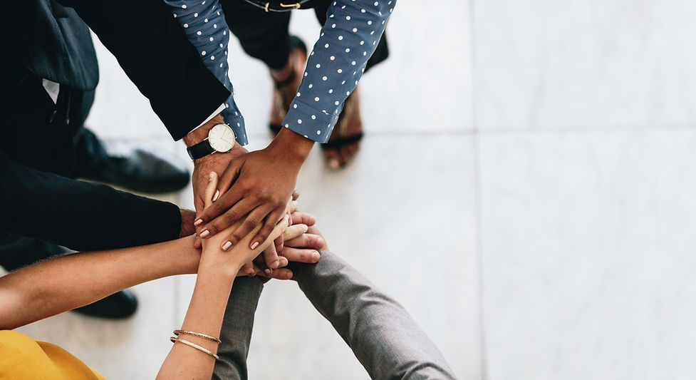 Hands together in unity
