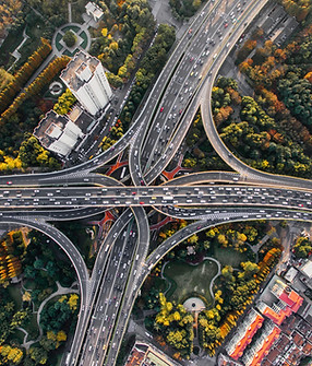 Vista aérea das pontes suspensas