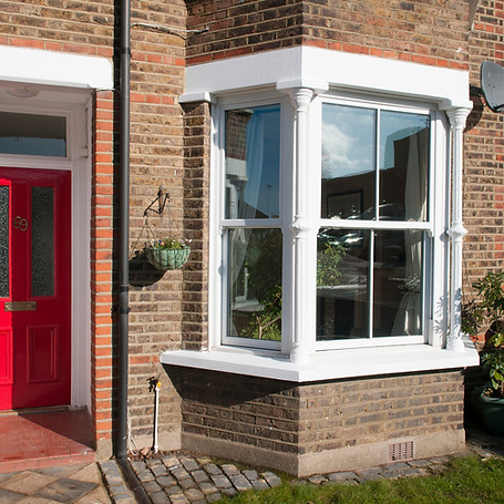 Exterior views of a front door of a terrace house in Brentwood Essex on a sunny day in Spr