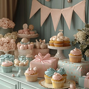 Mesa de postres pastel