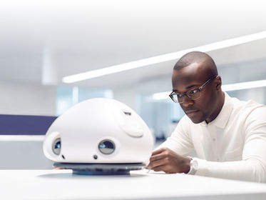Man with a robot