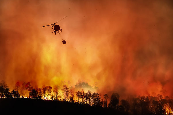 Helicopter Over Wildfire