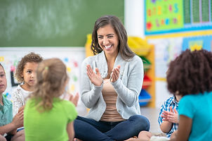Teacher and children