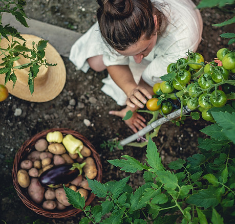 Woman Gardening in Yard