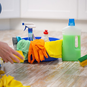 Woman with Cleaning Supplies